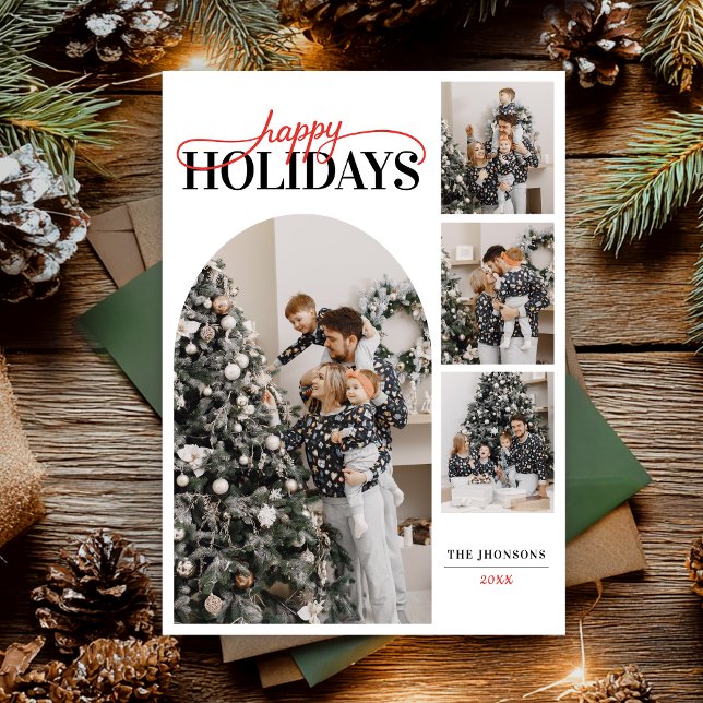 Tarjeta Festiva Felices vacaciones foto caligrafía moderna simple (Subido por el creador)