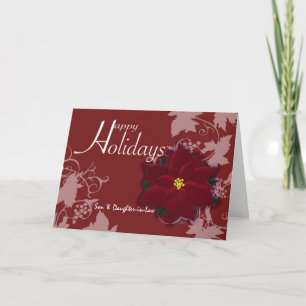 Tarjeta Festiva Felices vacaciones, hijo e hija en Navidades de de