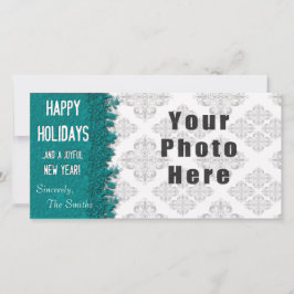 Tarjeta Festiva Felices vacaciones Ice Blue Snowflake