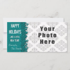 Tarjeta Festiva Felices vacaciones Ice Blue Snowflake