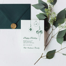 Tarjeta Festiva Felices vacaciones invierno Monograma verde foto e