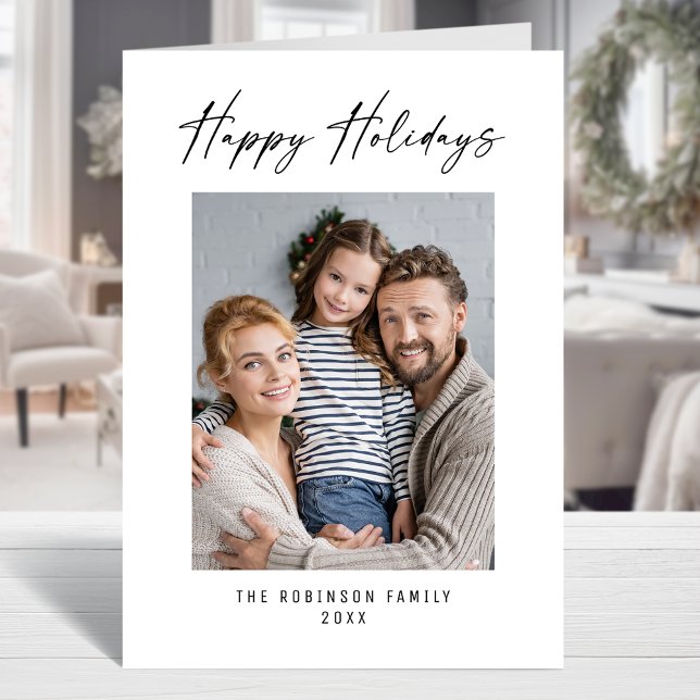 Tarjeta Festiva Felices Vacaciones Moderna Elegante Foto Elegante (Available in high quality print or digital download for quick text messaging, email or self print.)
