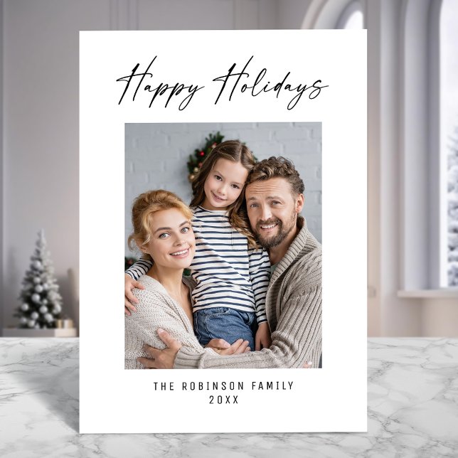 Tarjeta Festiva Felices Vacaciones Moderna Elegante Foto Elegante (Available in high quality print or digital download for quick text messaging, email or self print.)