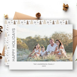 Tarjeta Festiva Felices vacaciones, moderna foto mínima