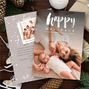 Tarjeta Festiva Felices vacaciones, moderno guión de broche foto