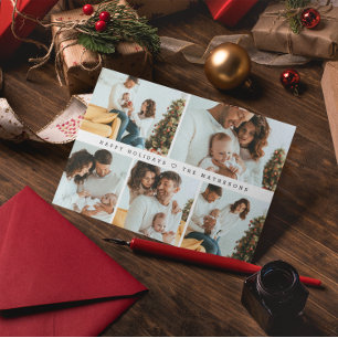 Tarjeta Festiva Felices vacaciones Moderno Mínimo Múltiple Cuadríc