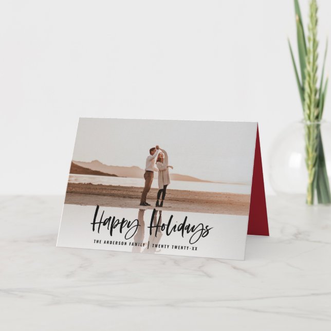 Tarjeta Festiva Felices vacaciones, modernos, mínimos navidades de (Anverso)