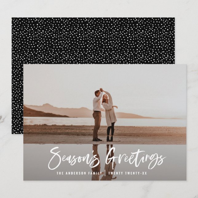 Tarjeta Festiva Felices vacaciones, modernos navidades fotográfico (Anverso / Reverso)