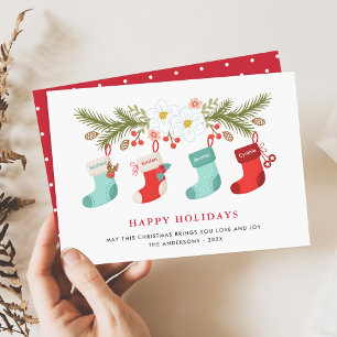 Tarjeta Festiva Felices vacaciones Navidades Acopio 4 Nombres de f