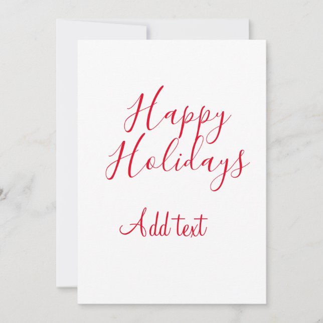 Tarjeta Festiva Felices vacaciones Navidades caligrafía roja simpl (Anverso)