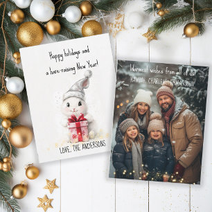 Tarjeta Festiva Felices vacaciones Navidades de Conejo de Invierno
