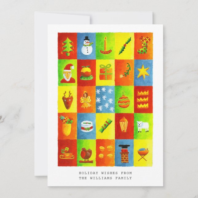 Tarjeta Festiva Felices vacaciones Navidades Ilustracion Temático  (Anverso)