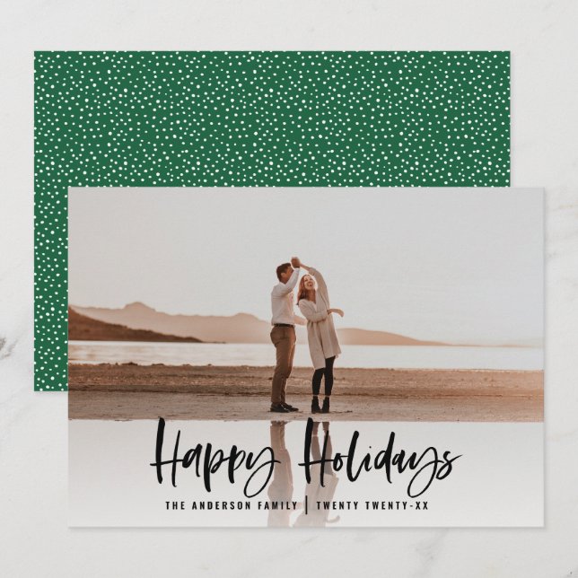 Tarjeta Festiva Felices vacaciones navidades modernos, con fotos m (Anverso / Reverso)