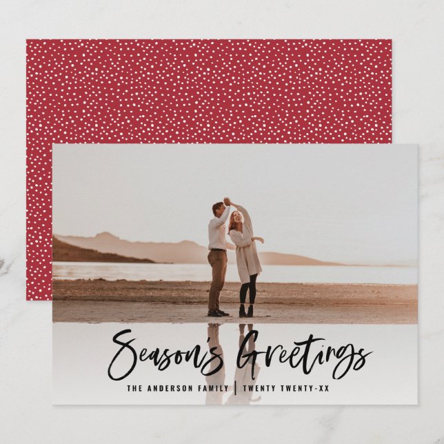 Tarjeta Festiva Felices vacaciones navidades modernos, con fotos m (Anverso / Reverso)