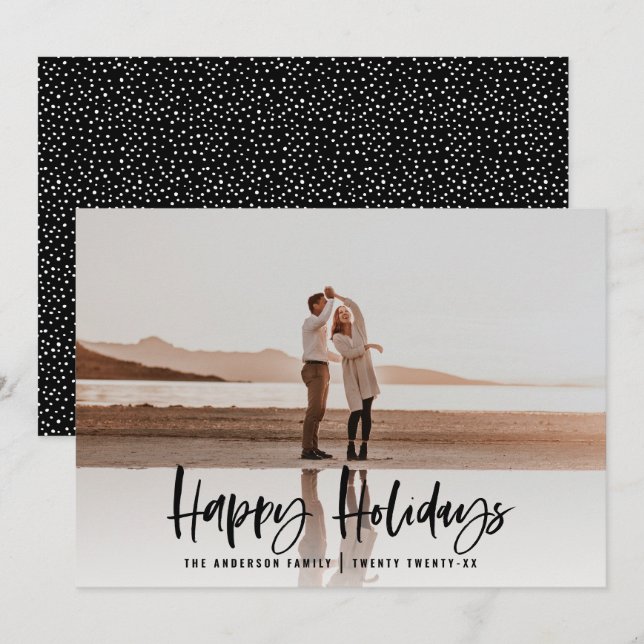 Tarjeta Festiva Felices vacaciones navidades modernos, con fotos m (Anverso / Reverso)