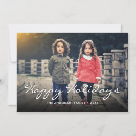 Tarjeta Festiva Felices vacaciones Navidades Script Typography Pho