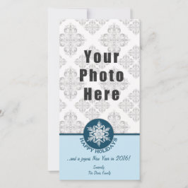 Tarjeta Festiva Felices vacaciones Papel azul Snowflake 4x8