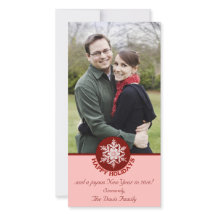 Felices vacaciones Papel rojo Snowflake 4x8