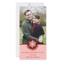 Felices vacaciones Papel rojo Snowflake 4x8