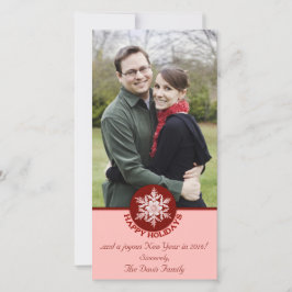 Tarjeta Festiva Felices vacaciones Papel rojo Snowflake 4x8