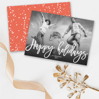 Tarjeta Festiva Felices vacaciones Pincel de moda Guión moderno fo