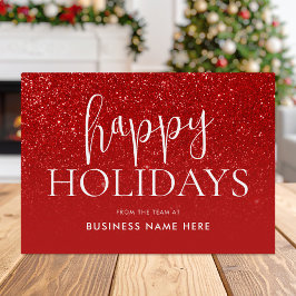 Tarjeta Festiva Felices vacaciones Purpurina Rojo Negocios moderno