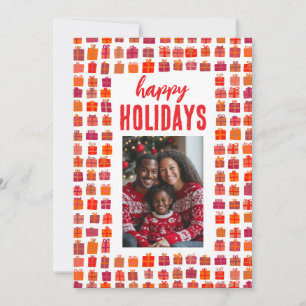 Tarjeta Festiva Felices vacaciones, regalos pequeños, PERSONALIZAD