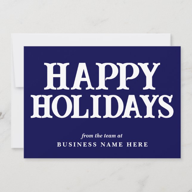 Tarjeta Festiva Felices vacaciones Retro Navy Blue Business Corpor (Anverso)