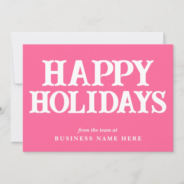 Tarjeta Festiva Felices vacaciones Retro Pink Business Corporate (Anverso)