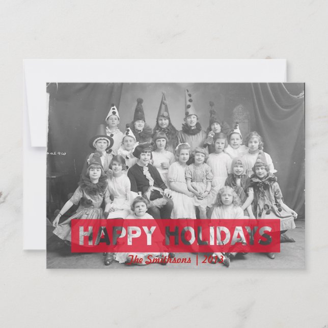 Tarjeta Festiva Felices vacaciones Rojo Texto inverso (Anverso)