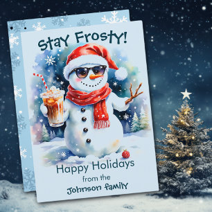 Tarjeta Festiva Felices vacaciones se quedan con Navidades de Snow