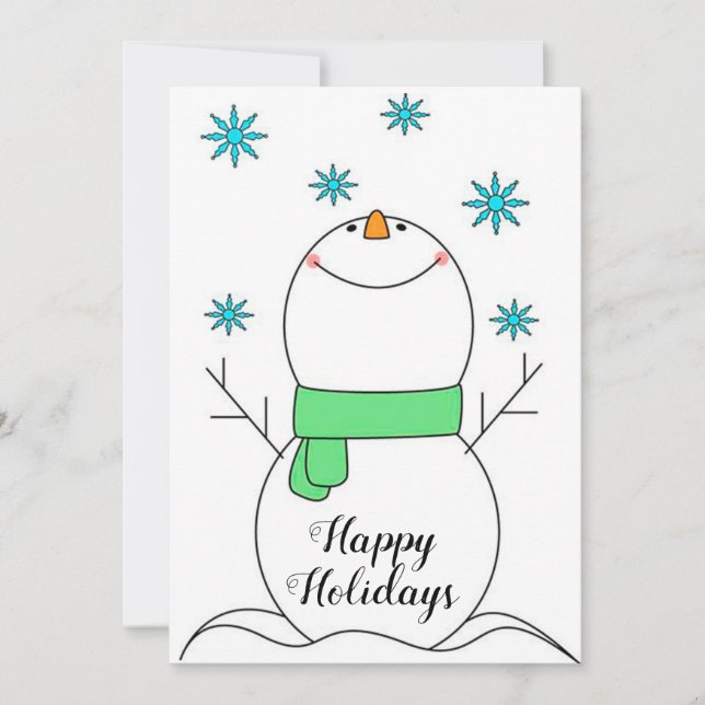 Tarjeta Festiva Felices vacaciones Snowman (Anverso)