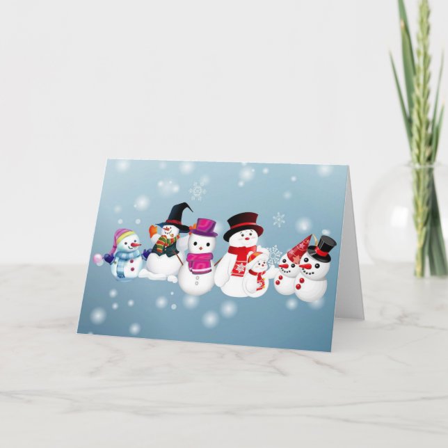 Tarjeta Festiva Felices vacaciones Snowmen (Anverso)
