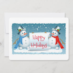 Tarjeta Festiva Felices vacaciones Snowmen
