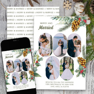 Tarjeta Festiva Felices y Casados 5 Foto Novios de Holly y Pino