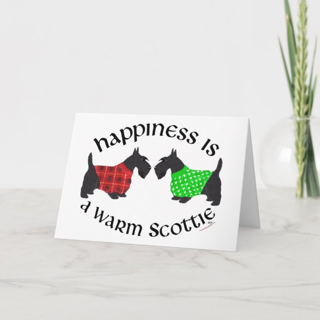 Tarjeta Festiva Felicidad del Terrier Escocés (Anverso)