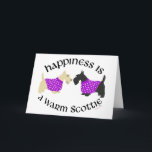 Tarjeta Festiva Felicidad en Escocia negra y en llantas<br><div class="desc">Creado a partir de mis pinturas originales, los Territorios Escoceses usan sudaderas decorativas. Ven a ver los diferentes diseños de mi tienda y elige entre los colores y personalizares de la capa negra o de la rueda como quieras con nuestra herramienta de edición fácil! Añade el pie de foto perfecto...</div>