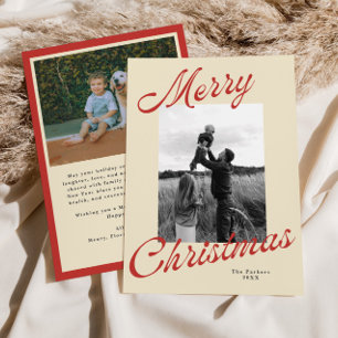 Tarjeta Festiva Felicidad Navideña Retro Negrita Foto