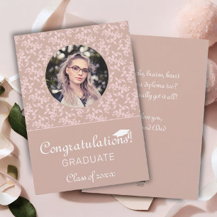 Tarjeta Festiva Felicidades Foto de Graduación Dusty Pink Rococo