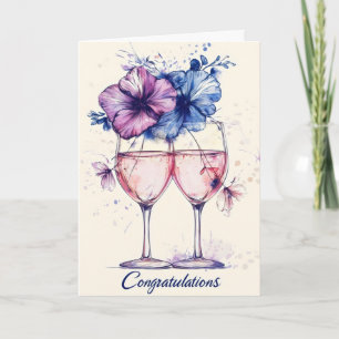 Tarjeta Festiva Felicidades Gafas Flores