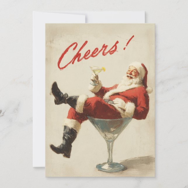 Tarjeta Festiva Felicidades Navideñas de Papá Noel (Anverso)