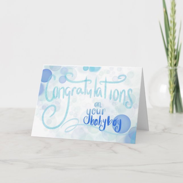 Tarjeta Festiva Felicidades por tu bebé varón (Anverso)