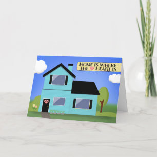 Tarjeta Festiva Felicidades por tu nueva casa, pequeña casa azul