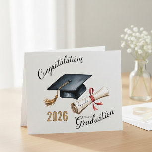 Tarjeta Festiva Felicidades Toga de Graduación Diploma Promoción A