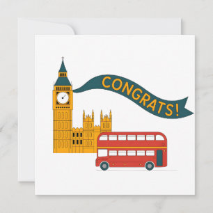 Tarjeta Festiva Felicitación con Big Ben con tema de Londres "¡Fel