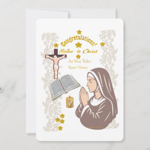 Tarjeta Festiva Felicitación Hermana Al tomar tus votos