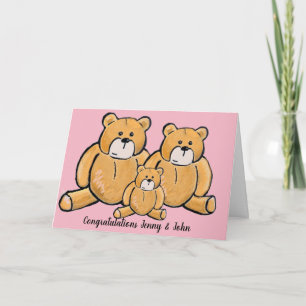 Tarjeta Festiva Felicitaciones a su chica recién nacido teddy