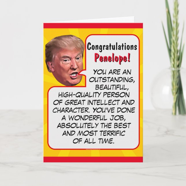 Tarjeta Festiva Felicitaciones al presidente personalizado Donald  (Anverso)