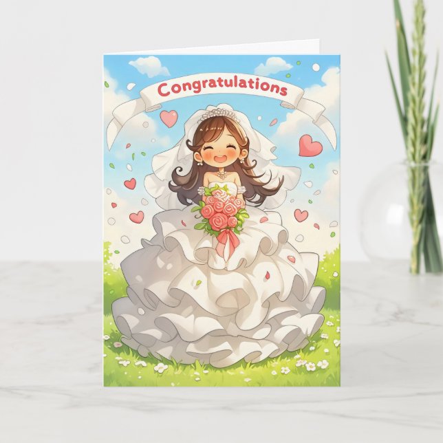 Tarjeta Festiva Felicitaciones Anime Bride Boda Happy (Anverso)
