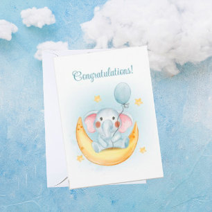 Tarjeta Festiva Felicitaciones Blue Watercolor Baby Card
